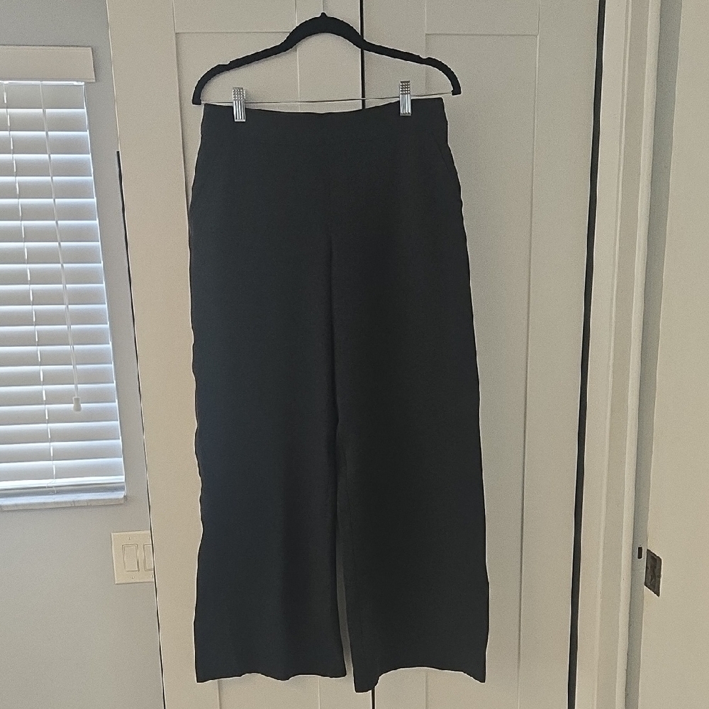 Spanx Charcoal Gray Ponte Wide-Leg Trousers M Short
